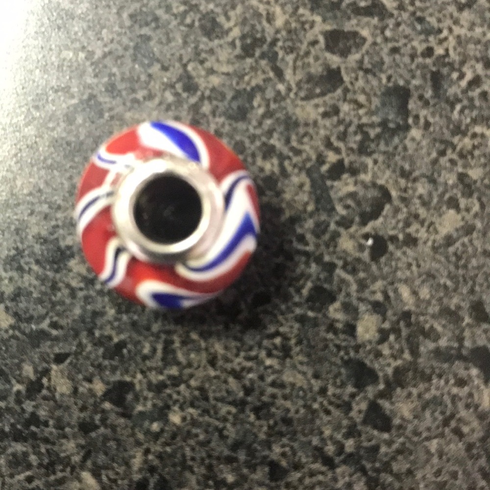 Red, White and Blue Glass Charm